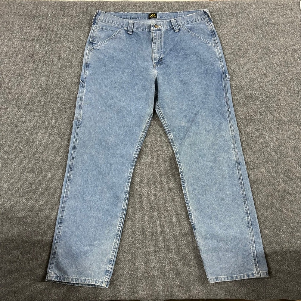 Lee Carpenter Jeans Mens Size 38 Blue Loose Fit Denim Utility Workwear Pants